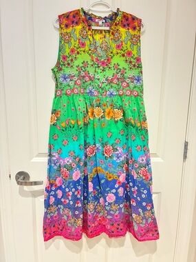Johnny Was Floral Multicolor Midi Dress